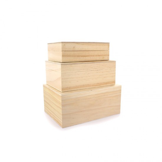 3 boites rectangle en bois